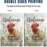 Spring Summer Garden Flag Farmhouse Chicken Garden Flags for Outside Floral Rooster Yard Flag 12x18 Double Sided Small Outdoor Welcome Flags Farm Chicken Coop Decor