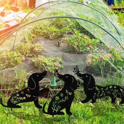 MorningRo 3 Pcs Dog Garden Decor for Outside Dachshund Gifts for Women Dog Lovers 12" Metal Puppy Garden Stake Silhouette Statues Outdoor Decor Men Spring Patio Lawn Yard Art