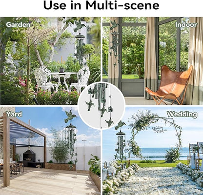 Hummingbird Wind Chimes for Outside, Decorative Wind Chimes Hummingbird Gifts for Women/Men, Memorial/Birthday Gifts, Garden Decor for Outside, Patio or Yard, Durable Chimes for Outdoors