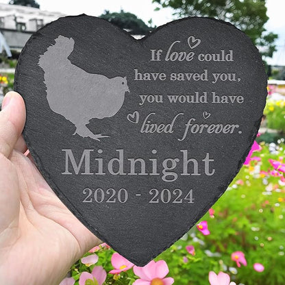 Chicken Memorial Stone Chicken Garden Statue - Chicken Memorial Gifts - Chicken Tombstone - Chicken Loss Gift - Loss of Pet Chicken - Heart