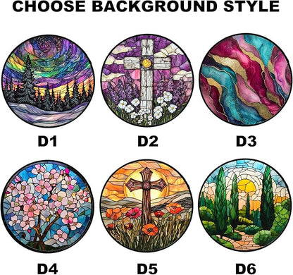Personalized Custom Photo Faux Stained Glass Window Hanging - Customized Ornaments Memorial Gifts Suncatchers Christmas Birthday Mother's Day for Lovers Women Men Dad Mom Nana Grandma