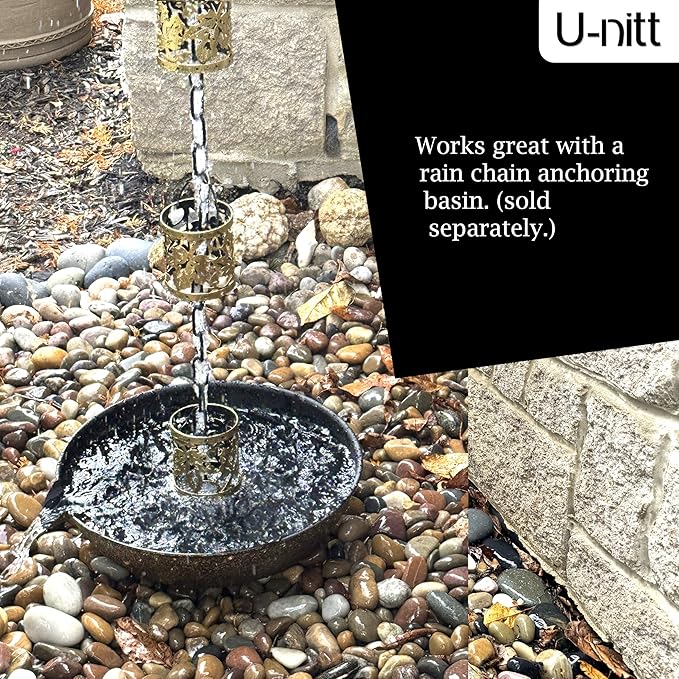 Rain Chain Water Collection for Gutters, Rainwater Catcher & Diverter, 8.5 FT Chains for Outside Garden, Antique Light Up Cups, Roof Downspout, Works with Heavy Rain, w/ Gutter Clip for Rainchains