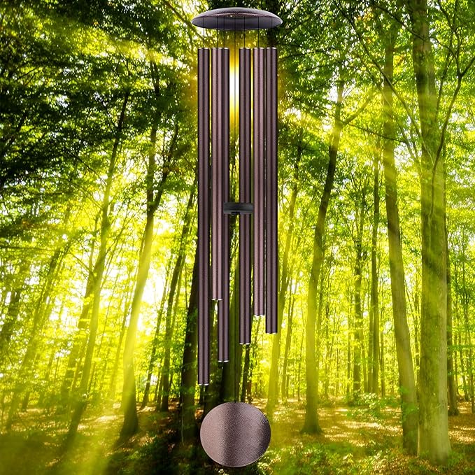 54" Large Wind Chimes for Outside Deep Tone - Gift Box Packaged, Soothing Windchimes Outdoors with 6 Thickened Aluminum Tubes for Garden Decor, Gifts for Parents, Friends and Loved Ones (Bronze)