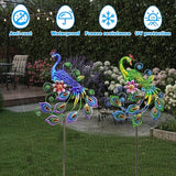 2 Pack Peacock Metal Decorative Garden Stakes - 29.5 Inch Patio Decor Art and Rust Resistant Metal Garden Decor for Indoor and Outdoor Decor - Perfect for Patio and Lawn Ornaments