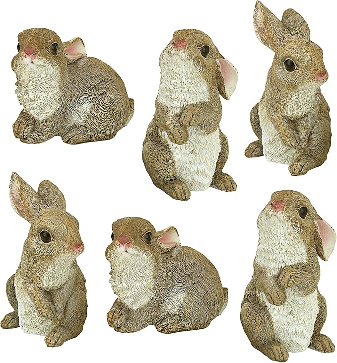 Design Toscano The Bunny Den, Garden Rabbit Statue: Set of Six