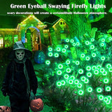 4 Pack Green Solar Eyeball Halloween Lights - Outdoor, Waterproof, Swaying Fairy Lights for Pathway, Yard, Garden Decorations