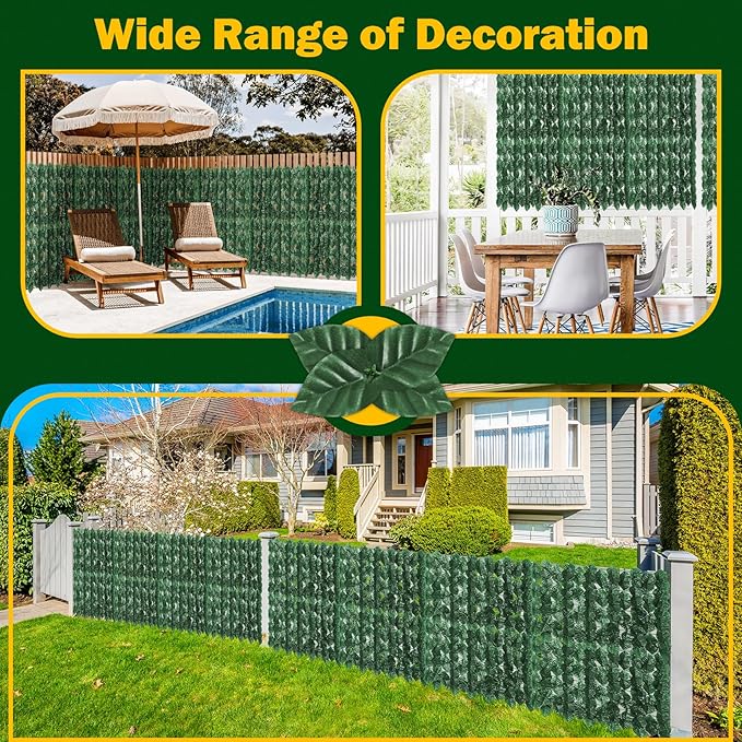 240x40 Inch Artificial Ivy Privacy Fence Screen, Faux Ivy Greenery Backdrop Ivy Vine Leaf Hedges Fencing Panels Greenery Wall Privacy for Patio, Balcony, Garden, Backyard Indoor Outdoor Decor