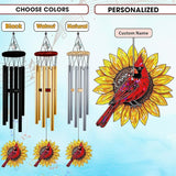 Personalized Memorial Wind Chimes for Loss of Loved One, Custom Crystal Sunflower Cardinal Memory Ornament, Remembrance Gifts for Loss of Mother Dad, Sympathy Suncatcher Windchimes, Garden Décor