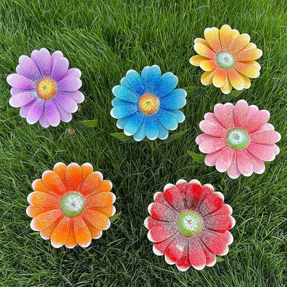 Metal Flower Garden Stakes, 6 Pc. Set,22 inch Outdoor Decor Stakes for Spring Decor, Rust and Weather Resistant Flowers with Shaking Head Yard Art for Outdoor Lawn Patio Pathway Decorations