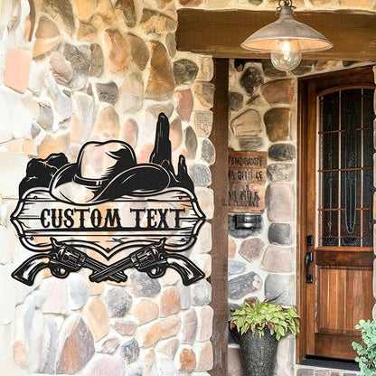 Personalized Cowboy Metal Sign, Western Cowboy Wall Decor, Outdoor Metal Art, Custom Western Cowboy Decor, Rustic Name Sign for Home