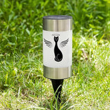 Solar Cat Memorial Garden Light, Outdoor Pet Remembrance Keepsake with Angel Silhouette, Automatic Dusk to Dawn LED Yard Stake (cat)