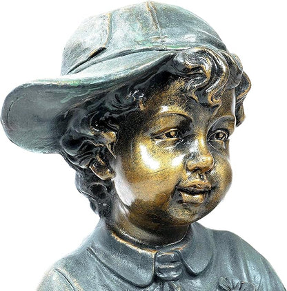 Alpine Corporation GXT258A Outdoor Finely Sculpted Boy and Girl Reading Book Garden Statue, 19"H, Bronze