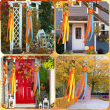 NOVWANG 2 Pcs Fall Windsocks, Scarecrows Pumpkins Wind Socks Autumn Windsocks Thanksgiving Outdoor Hanging Scarecrow Decorations for Home Farmhouse Garden Yard Decor
