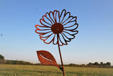 Metal Rustic and Colorful Flower Stakes Ranging from 9.5 to 36 Inches Tall (Daisy, Butterfly and Dragonfly Stake Set, Naturally Rusted)