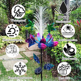 Solar Hummingbird Wind Spinners, Solar Firework Lights Garden Décor, Metal Lotus Flower Windmill Colour Changing Optical Fiber Lights Yard Decoration, Outdoor Wind Sculpture for Lawn Patio,Balcony