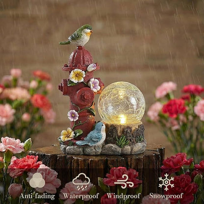 TERESA'S COLLECTIONS Garden Decor, Set of 2 Cute Birds and Hydrant Garden Decor, Waterproof Resin Garden Statue, Birds Gift, Garden Gift for Women Mom, Indoor/Outdoor