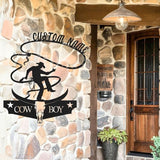 Personalized Cowboy Metal Sign, Custom Metal Sign, Vintage Cowboy Wall Decor, Rustic Name Plaque, Rustic Western Wall Art