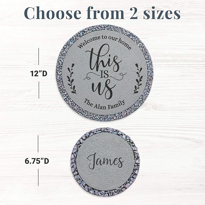 Let's Make Memories Personalized Floral Garden Stones - This is Us Path Stones for Families - Garden Décor - Customize with Message & Names - Small