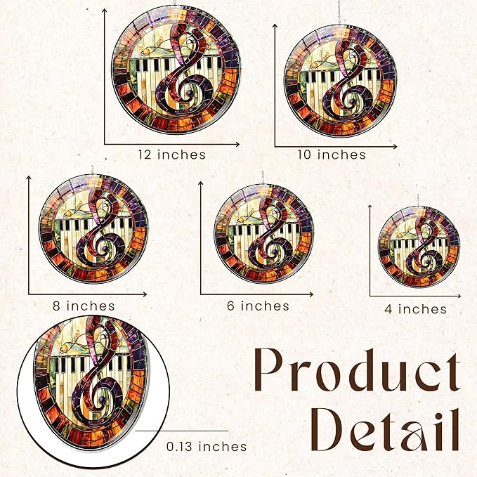 Music Treble Clef Acrylic Suncatcher, Boho Suncatchers for Window Hanging Ornament, Stained Glass Effect Art Garden Decor for Piano Lover, Gifts for Mother's Day, Mom, Grandma, Wife, Women, Nana