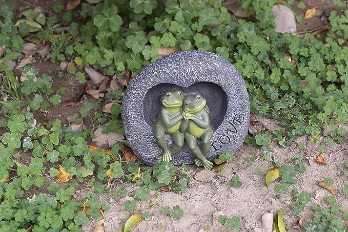 Garden Sulpture Frog Lover Statue Cute Frog Decor for Outside, Gift of Garden Statues and Figurines Outdoors,7.09 Inch