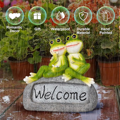 Lily's Home Cute Frog Ornament - Polyresin Garden Statue for Patio, Yard & Rooftop | Weatherproof Outdoor Decor | Charming Animal Figurine for Indoor/Outside Use