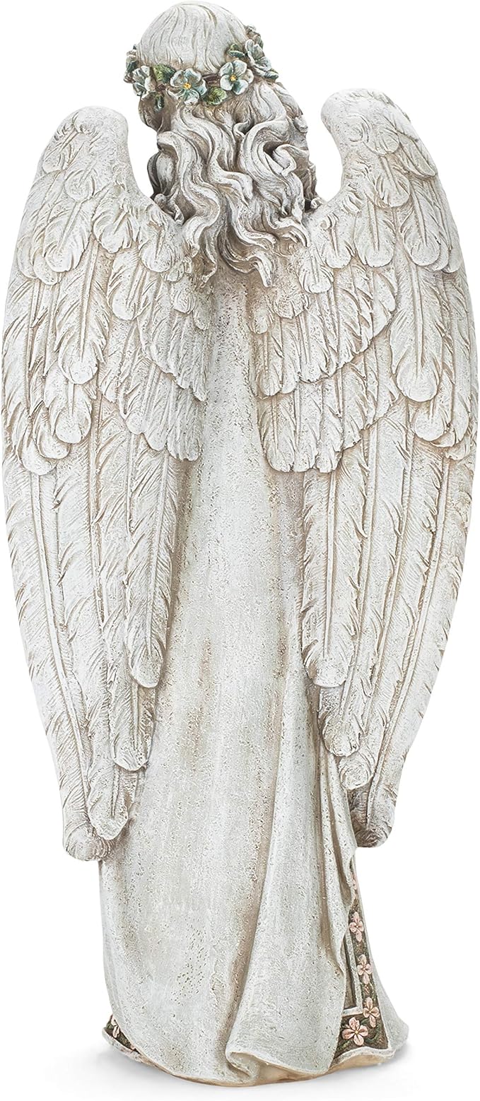 Joseph's Studio by Roman 24-Inch Angel Holding Bird's Nest Statue – Outdoor Garden Decor, Religious Angel Figurine for Yard, Memorial, or Cemetery