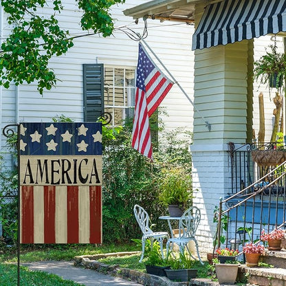 4th of July Garden Flag 12x18 Inch Double Sided, Patriotic American Flag Yard Decoration,Small Seasonal Outdoor Decorations for Summer Independence Day,250th Years America Anniversary Holiday Outside