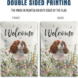 Floral Cavalier King Charles Spaniel Garden Flag Spring Summer House Flags 28 x 40 Double Sided Flower Dog Yard Flags for Outside Large Outdoor Welcome Flags