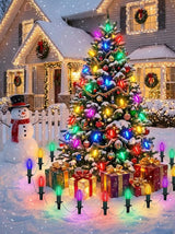 C9 Christmas Pathway Lights Outdoor, 38 Ft 25 LED Multicolor C9 Christmas Lights, Connectable Outdoor Waterproof Walkway Markers Light for Driveway Yard Garden Lawn Xmas Decorations