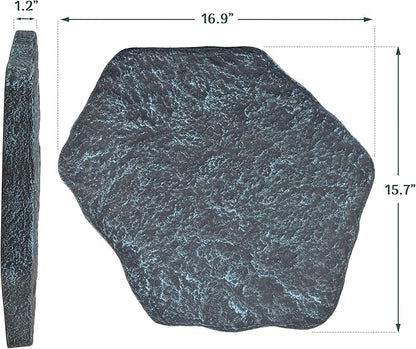 Arcadia Garden Products Set of 4, 16x17” Brushed Teal Stepping Stone Fiberclay Pavers, Outdoor Garden Natural Repeatable Pattern Pathway, Faux Stone Decorative Landscaping Walkway