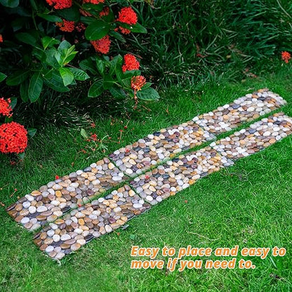 Qualdout River Rocks Stepping Stones Pavers Outdoor for Garden Walkway, Pebbles Polished Gravel for Yard Lawn Patio Pathway Landscaping, 6PCS (Rectangle)