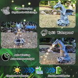 Solar Dragon Garden Statues Outdoor Lights Watering Decor, Resin Dragon Figurine with 30 LED String Lights Lawn Patio Balcony Art Decoration,Housewarming, Birthday,Mothers Day Mom Gifts