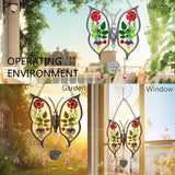 KY&BOSAM Metal Glass Butterfly Suncatcher with I Love You Mom Engraved Tag Real Preserved Dried Flower Window Hanging Ornament Garden Home Wall Decor Mother's Day Birthday Gift for Mom Grandma Nana