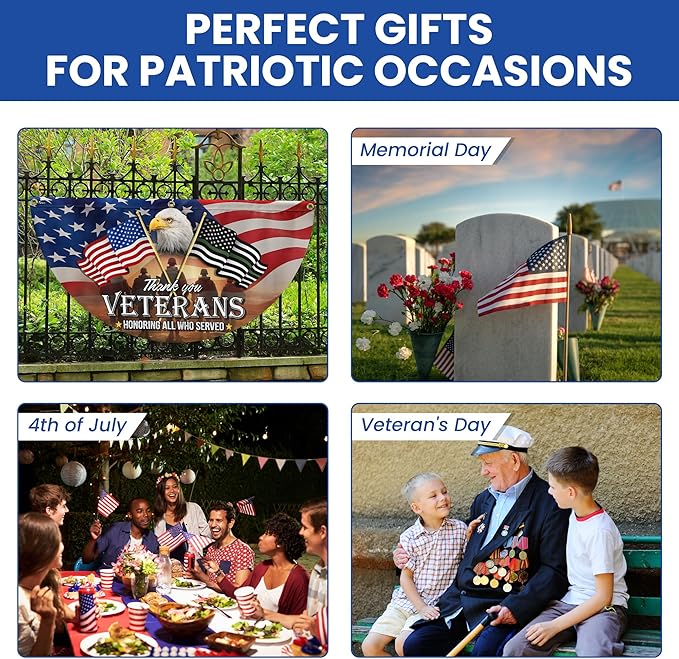 FLAGWIX Outdoor American Army Veteran Flag - Non-Pleated American Fan Flag Bunting 3x6 ft - Veteran Gifts for Men Women, Patriotic 4th of July Memorial Day Decorations Outdoor for Home Garden Decor