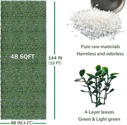 ODTORY Artificial Ivy Privacy Fence Wall Screen: 4FT X 12FT (48 sqft) UV-Anti Faux Boxwood Roll Panels Greenery Backdrop Ivy Vine Leaf Hedges for Indoor Outdoor Green Decor