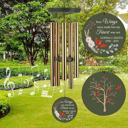 ASTARIN Personalized Large Deep Tone Cardinal Wind Chimes, Customized Memorial Gifts for Loss of Lover/Sister/Friend, Sympathy Gift Wind Chime for Condolences Remembrance(Produced in USA)