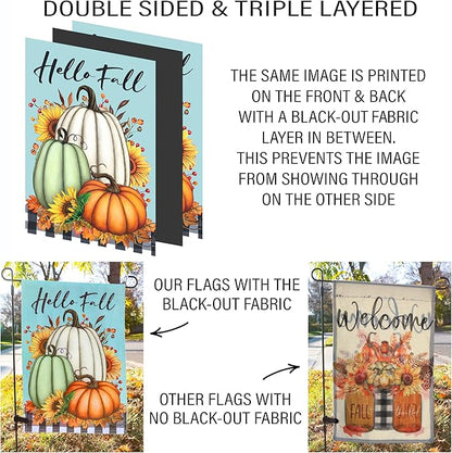 Double Sided Seasonal Garden Flags - Yard Flags Made of 100D Polyester - 12 Holiday Design Flags for All Seasons - Spring, Winter, Christmas, Thanksgiving - 12.75x18.5 Inch (Without Flagpole)