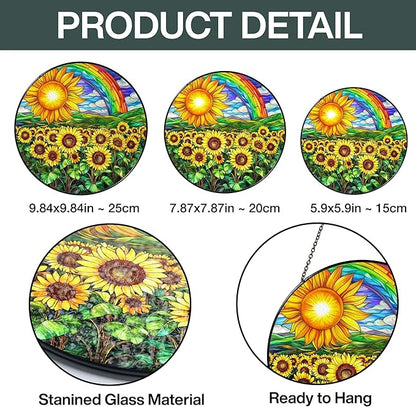 Sunflower Stained Glass Suncatcher Window Hanging Decor, Christmas, Mother's Day, Birthday Sunflower Gifts for Women Adults, Friends Sisters Teachers, Home Decorations for Window Kitchen Garden Patio