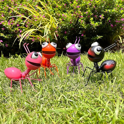 Cruis Cuka Metal Yard Art Garden Decor for Outside Cute Ants Yard Decorations Outdoor Lawn Ornaments Backyard Gifts for Mom - Set of 4