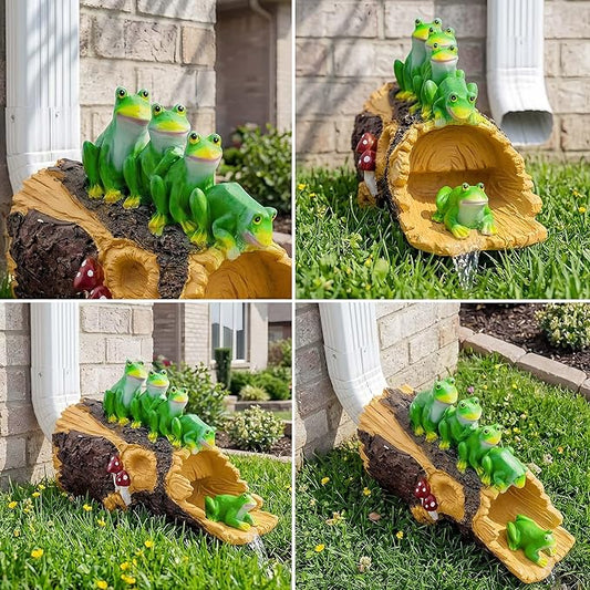 Funny Frog Gutter Downspout Extender Statue, Garden Animal Decor Gutter Extension, Splash Block, Eco-Friendly Resin, Outdoor Decor Sculpture, Gutter Diverter Rain Perfect for 3"x4" Downspout