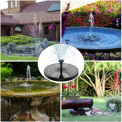 Solar Fountain, Solar Fountain Pump for Bird Bath, Circle Floating Solar Water Pump with 4 Nozzles 1.4W Free Standing Solar Panel Kit Water Pumps for Pond Pool Garden Outdoor Decor (13CM)