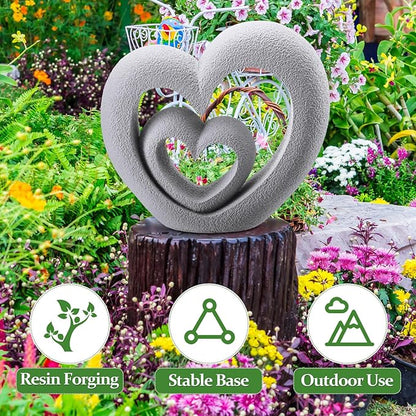 Suzile Nesting Heart Garden Sculpture Resin Outdoor Garden Statues 13. 39 x 12. 2 x 3. 15 Inches Memorial Statues for Grave Cemetery Tombstone Patio Lawn Backyard Yard Memorial Gift Decoration
