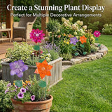 Floral Garden Stake Glow in Dark Plant Pick Water Proof Metal Flower Stick for Outdoor Garden Decor, Set of 3