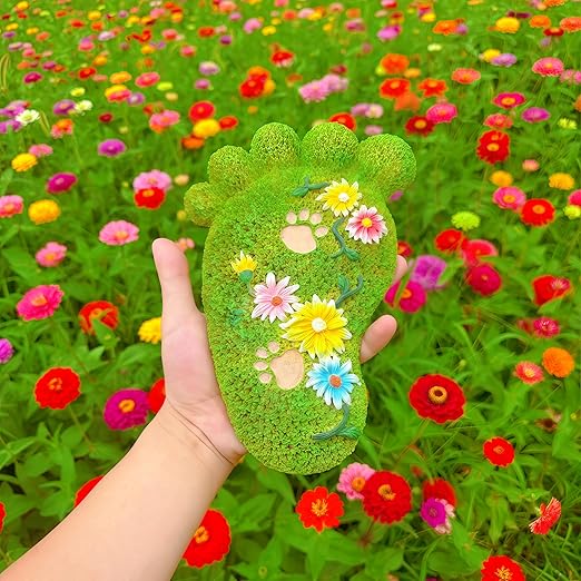 Garden Stepping Stones - Outdoor Decorations for Courtyards, Dog Footprint Stones, Lawn Stepping Stones Set, Resin (2-piece Set)