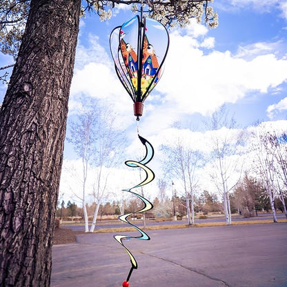 In the Breeze Chickadee Birdhouse 6-Panel Kinetic Hot Air Balloon Wind Spinner,12" W x 42" H x 12" D,1053