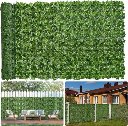 Faux Ivy Privacy Fence Screen 8PCS 20 x 20 Inch Artificial Faux Ivy Hedge Expandable Faux Privacy Fence Decoration for Wall Screen, Outdoor Garden, Wedding Decor,No Cable Tie (80x40 inches)