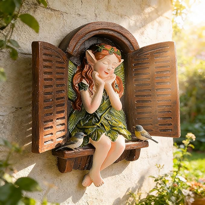 Teaeeno Whimsical Fairy Garden Gnome Statue, Tree Faces Decor Outdoor -7.8 Inch, Funny Garden Tree Decoration, Ideal Patio Yard Lawn Porch Decoration