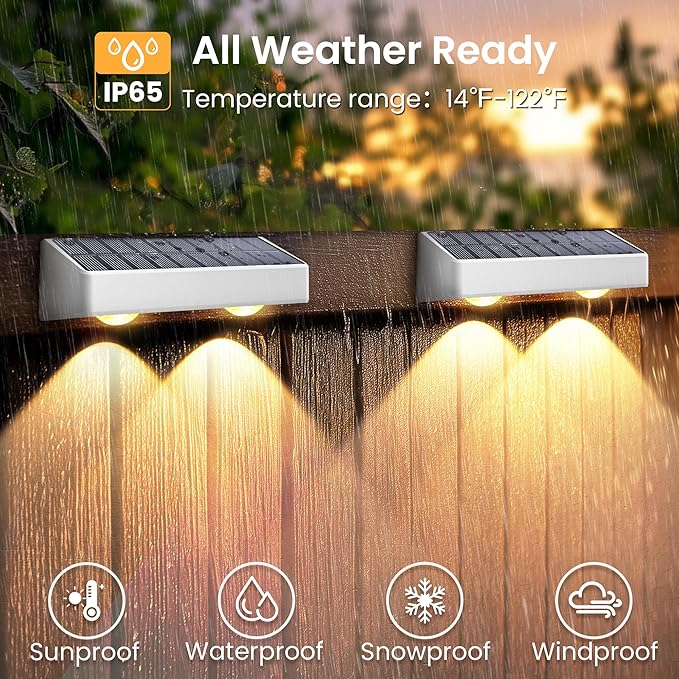SOLPEX Solar Fence Lights Outdoor, 9 Fixed Colors ＆ Color Changing Fence Solar Lights Outdoor Waterproof IP65, LED Deck Lighting for Backyard Wall Step Patio Railing Pool Porch (16 Pack)
