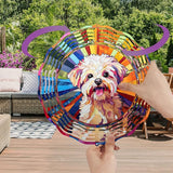 Maltese Dog Wind Spinner Pet Dog Memorial Gifts, Vibrant 3D Kinetic Aluminum Metal Yard Art, Loss of Dogs Sympathy Gifts, Hanging Outdoor Garden Decor, 8" Wind Sculptures for Patio, Porch (Maltese1)
