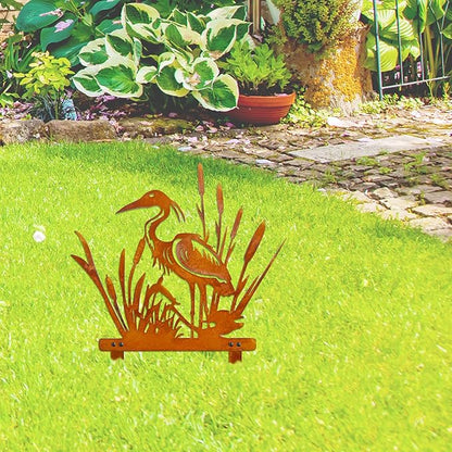 Rusty Heron Statues Outdoor – Metal Heron Statue for Garden Decor, Unique Outdoor Decor for Lawn & Patio Yard Porch Backyard Outdoor Decor